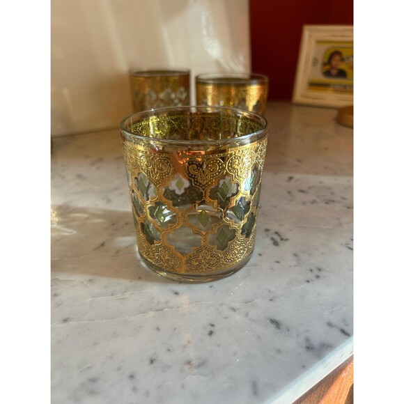 Culver Valencia Low Ball Glass Tumbler Vintage Set of 4 - Picture 3 of 7